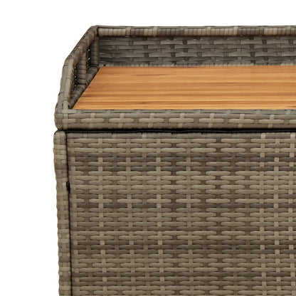 Grey Storage Bench 100x50x52 cm - Poly Rattan & Acacia Wood
