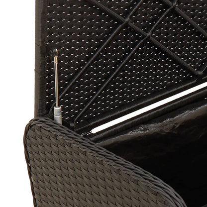 Black Poly Rattan Storage Bench with Cushion 115x51x52 cm