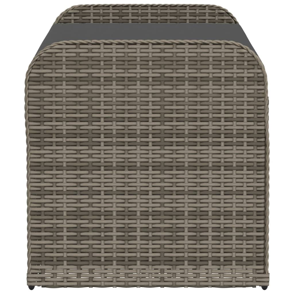 Grey Poly Rattan Storage Bench with Cushion - 115x51x52 cm