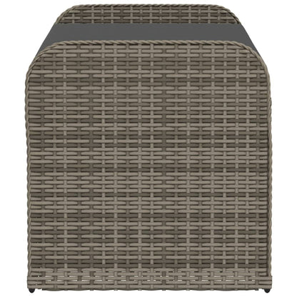 Grey Poly Rattan Storage Bench with Cushion - 115x51x52 cm