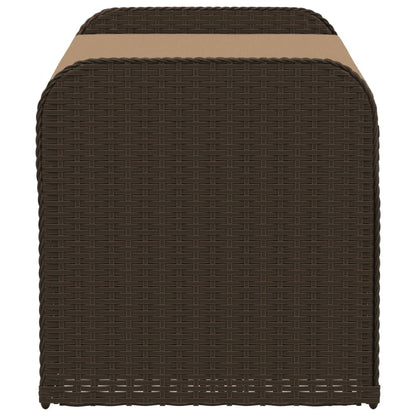 Brown Poly Rattan Storage Bench with Cushion - 115x51x52 cm