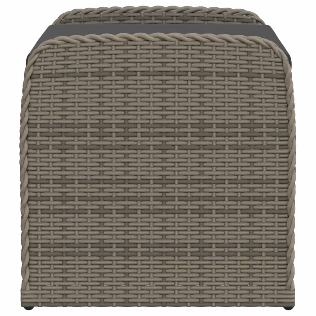 Grey Poly Rattan Storage Bench with Cushion - 80x51x52 cm
