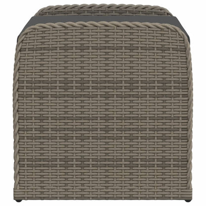 Grey Poly Rattan Storage Bench with Cushion - 80x51x52 cm