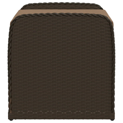 Brown Poly Rattan Storage Bench with Cushion - 80x51x52 cm