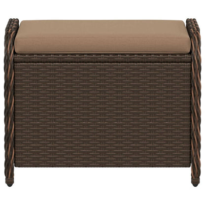 Brown 58x46x46 cm Poly Rattan Garden Stool with Cushion