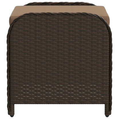 Brown 58x46x46 cm Poly Rattan Garden Stool with Cushion