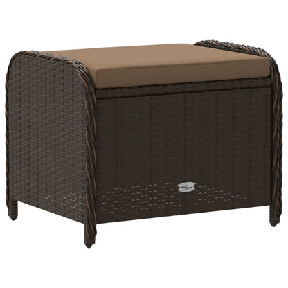 Brown 58x46x46 cm Poly Rattan Garden Stool with Cushion