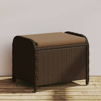 Brown 58x46x46 cm Poly Rattan Garden Stool with Cushion