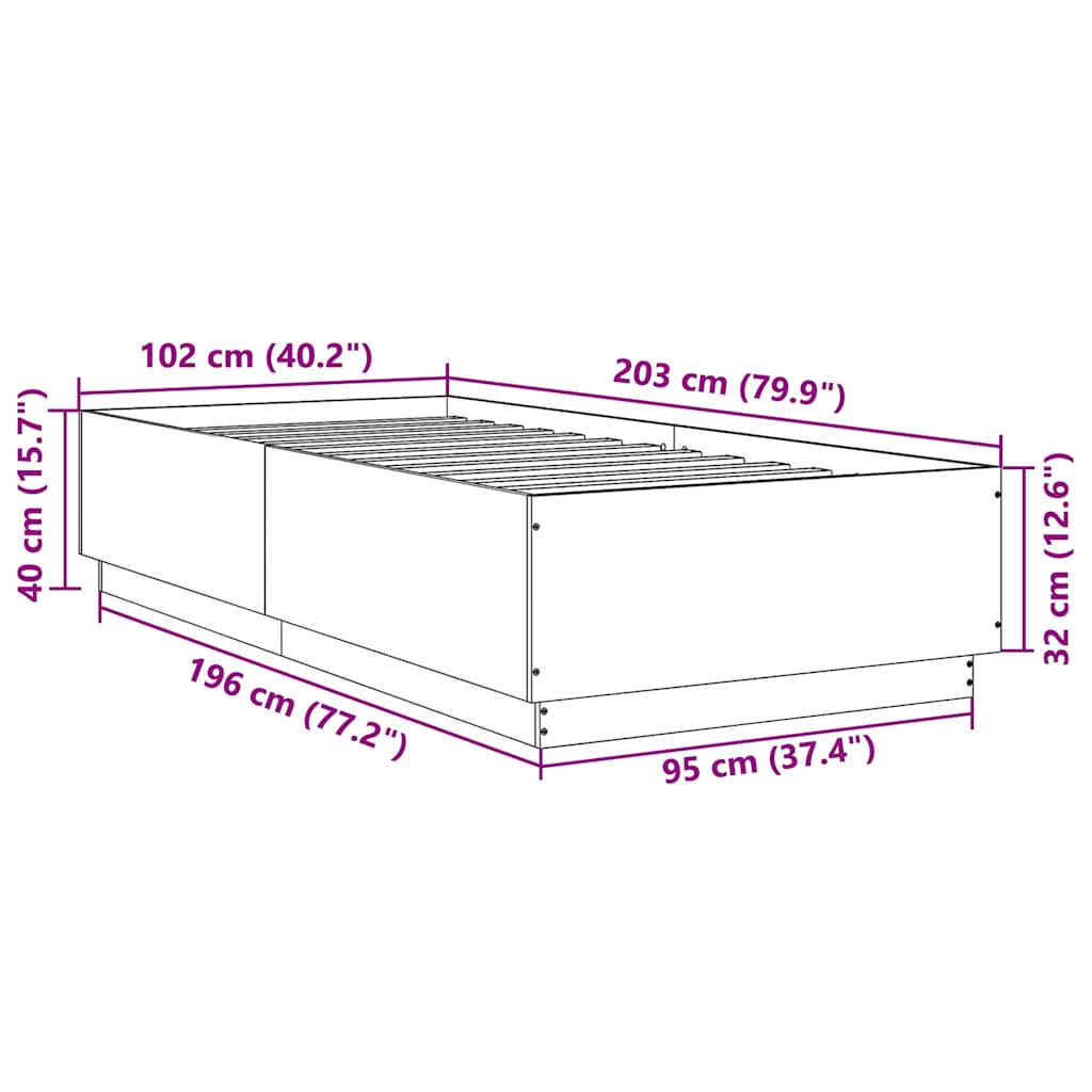 Bed Frame without Mattress Smoked Oak 100x200 cm