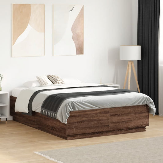 Bed Frame without Mattress Brown Oak 120x190 cm Small Double