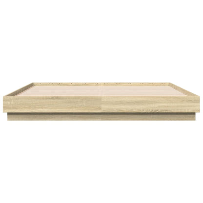Bed Frame with LED without Mattress Sonoma Oak 180x200 cm Super King