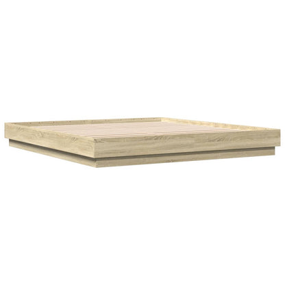 Bed Frame with LED without Mattress Sonoma Oak 180x200 cm Super King