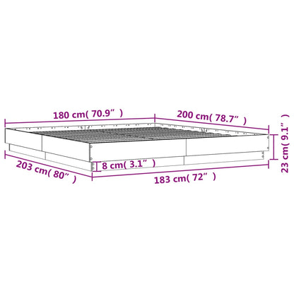 Bed Frame without Mattress Concrete Grey 180x200 cm Super King