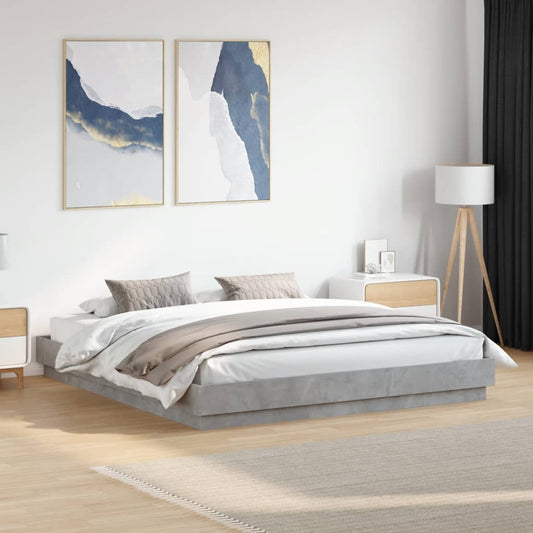 Bed Frame without Mattress Concrete Grey 180x200 cm Super King