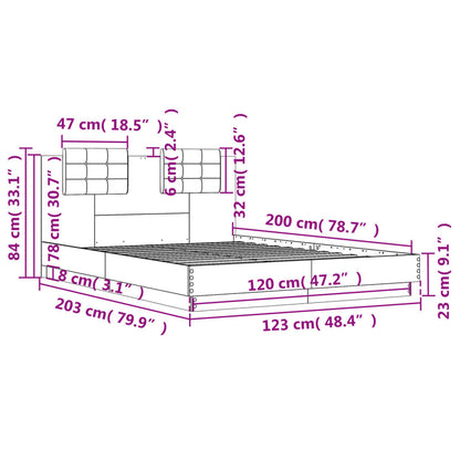 Bed Frame without Mattress Brown Oak 120x200 cm