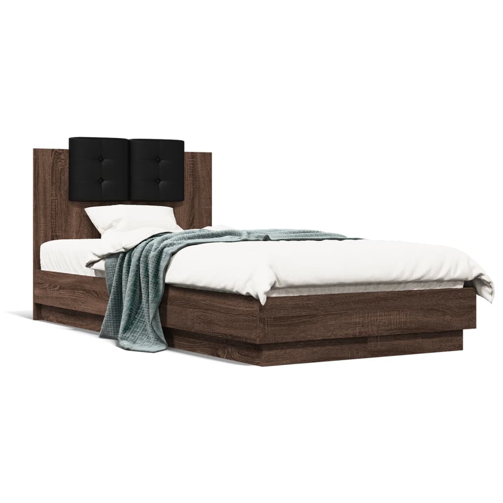 Bed Frame without Mattress Brown Oak 90x190 cm Single