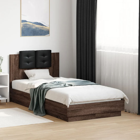 Bed Frame without Mattress Brown Oak 90x190 cm Single