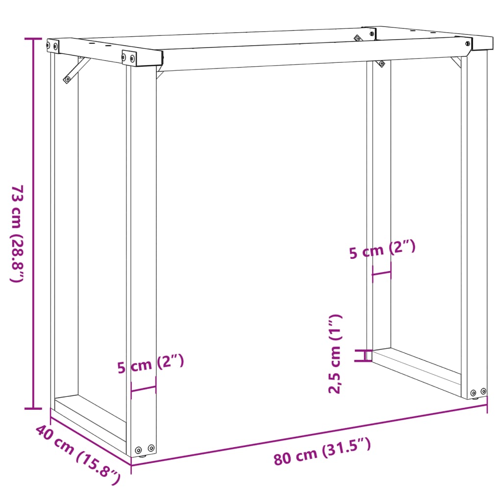 Sleek Steel O-Frame Dining Table Legs 80x40x73 cm