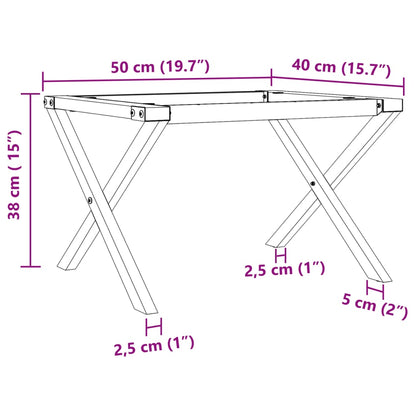 Stylish Steel X-Frame Coffee Table Legs, 50x40x38 cm