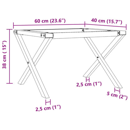 Steel X-Frame Coffee Table Legs, 60x40x38cm - Modern & Durable