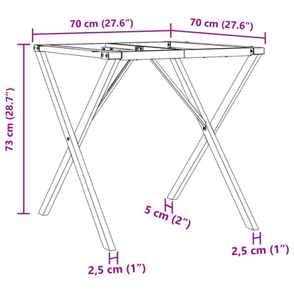 Steel X-Frame Dining Table Legs, 70x70x73 cm - Durable Design