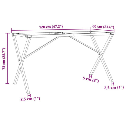 Steel X-Frame Dining Table Legs - 120x60x73 cm