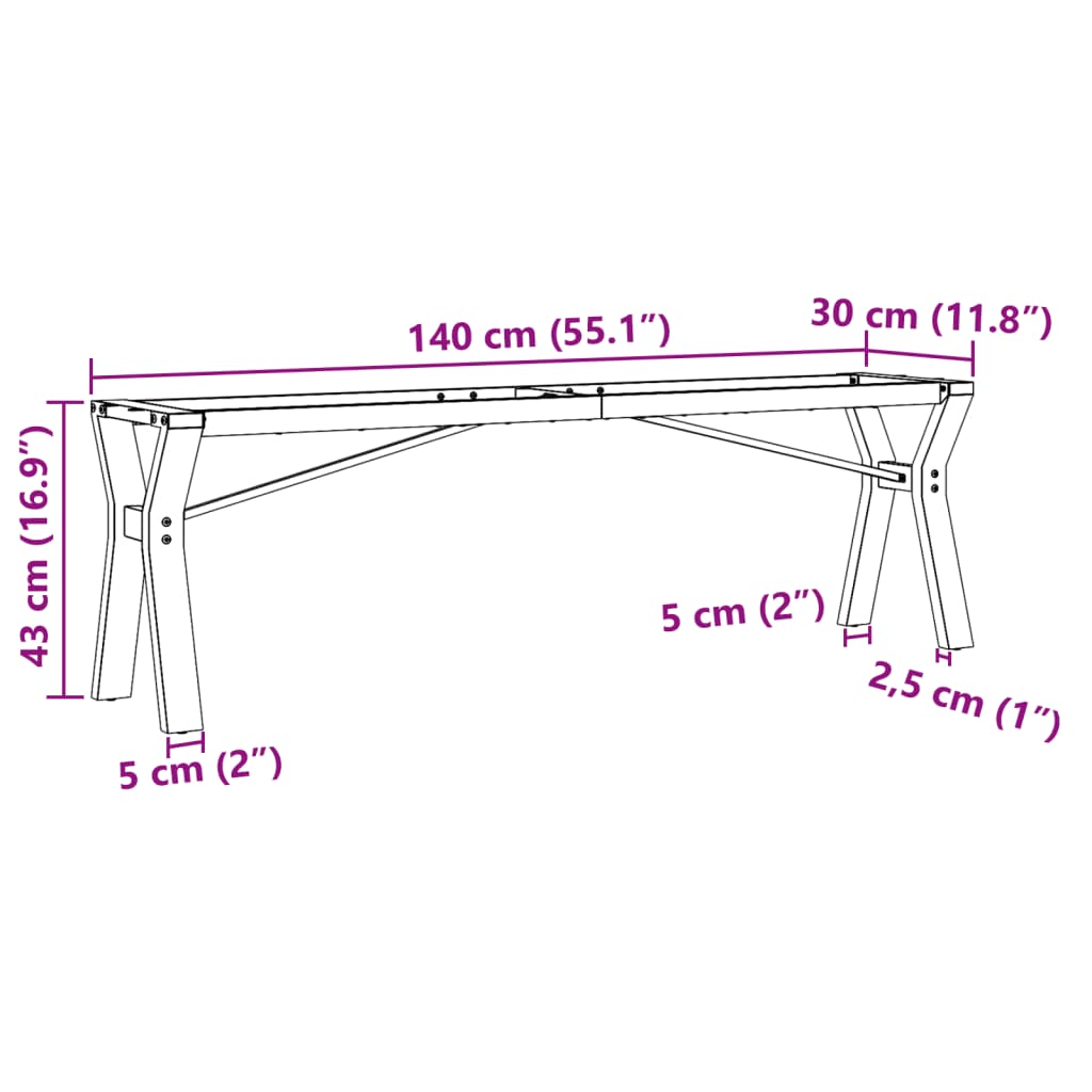 Steel Y-Frame Coffee Table Legs 140x30x43 cm - Durable & Stylish