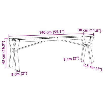 Steel Y-Frame Coffee Table Legs 140x30x43 cm - Durable & Stylish