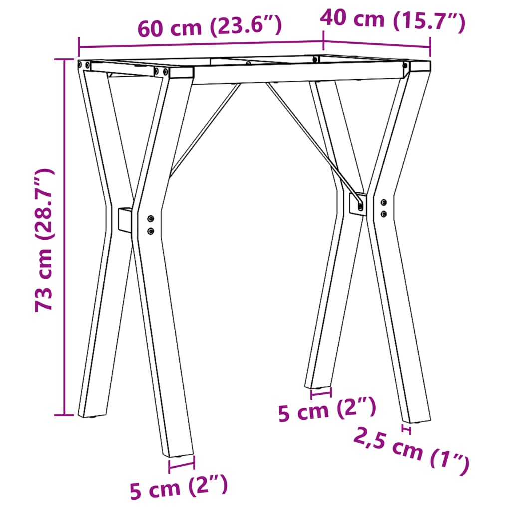 Steel Y-Frame Dining Table Legs 60x40x73 cm - Durable & Stylish