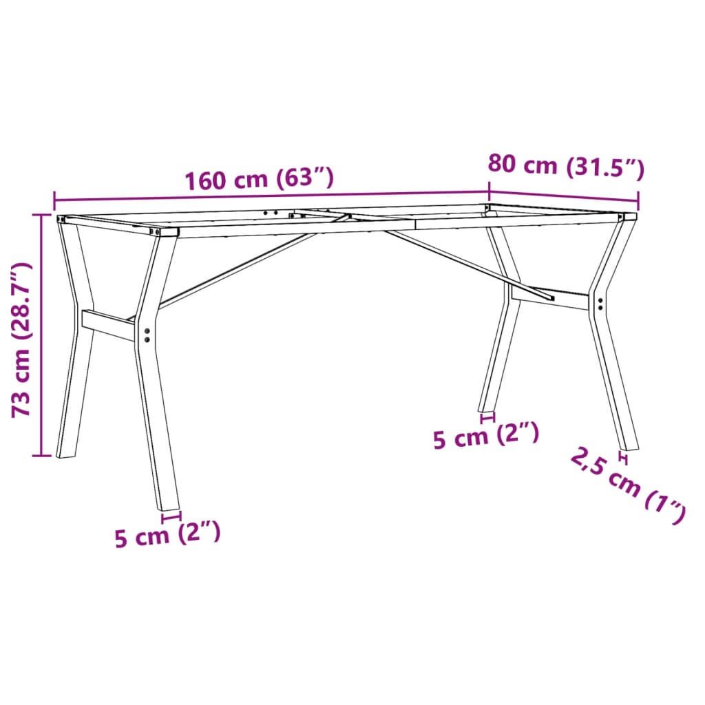Steel Y-Frame Dining Table Legs 160x80x73 cm | Durable & Stylish