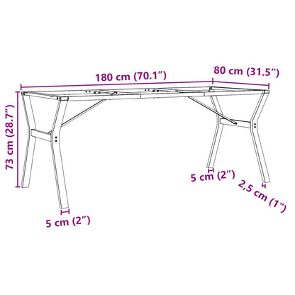 Steel Y-Frame Dining Table Legs 180x80x73 cm - Durable Design