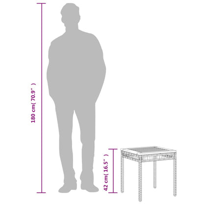 Garden Table Mix Beige 38x38x42 cm Poly Rattan Acacia Wood