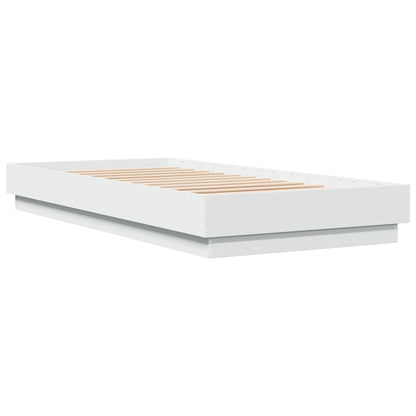 Sleek White LED Bed Frame - 100x200 cm, No Mattress Included