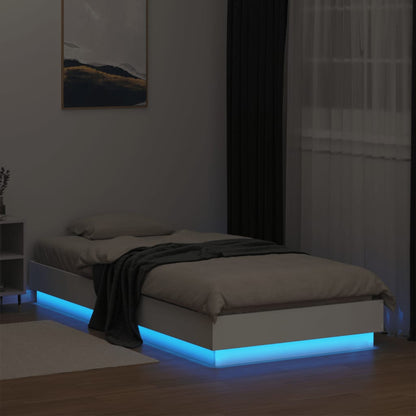 Sleek White LED Bed Frame - 100x200 cm, No Mattress Included