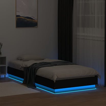 Sleek Black LED Bed Frame 100x200 cm - Modern Metal Design