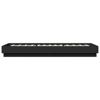Sleek Black LED Bed Frame 100x200 cm - Modern Metal Design