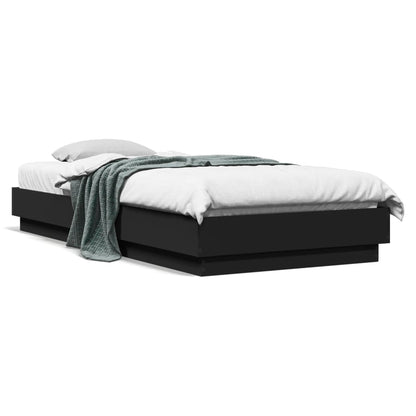 Sleek Black LED Bed Frame 100x200 cm - Modern Metal Design