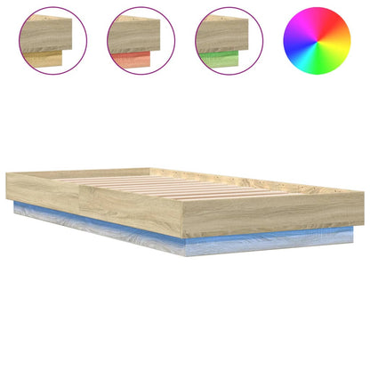 Sonoma Oak LED Bed Frame 100x200 cm - No Mattress Included