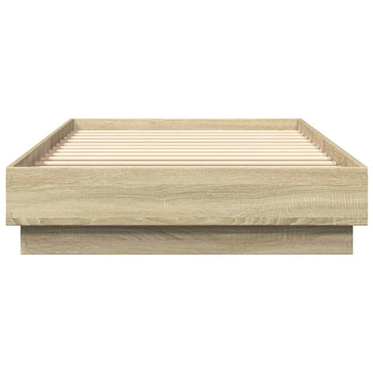Sonoma Oak LED Bed Frame 100x200 cm - No Mattress Included