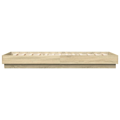 Sonoma Oak LED Bed Frame 100x200 cm - No Mattress Included