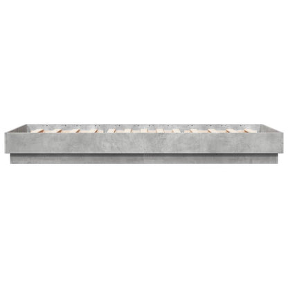 Concrete Grey Bed Frame with LED Lights, 100x200 cm