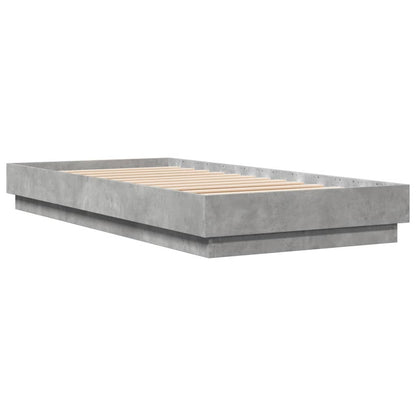 Concrete Grey Bed Frame with LED Lights, 100x200 cm