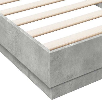 Concrete Grey Bed Frame with LED Lights, 100x200 cm