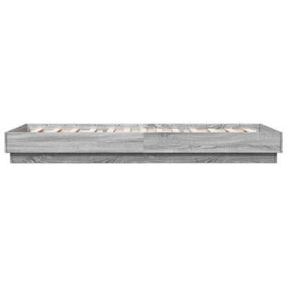 Grey Sonoma Bed Frame with LED Lights - 90x200 cm, No Mattress