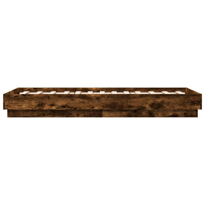 LED Bed Frame, Smoked Oak, 90x190 cm Single, No Mattress Included