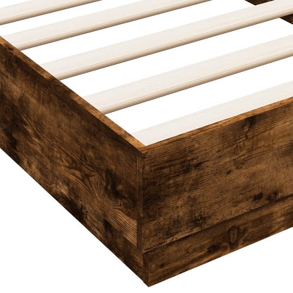 LED Bed Frame, Smoked Oak, 90x190 cm Single, No Mattress Included