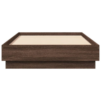 Brown Oak Bed Frame w/ LED Lights 90x190 cm - Single Size