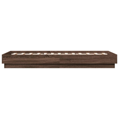 Brown Oak Bed Frame w/ LED Lights 90x190 cm - Single Size
