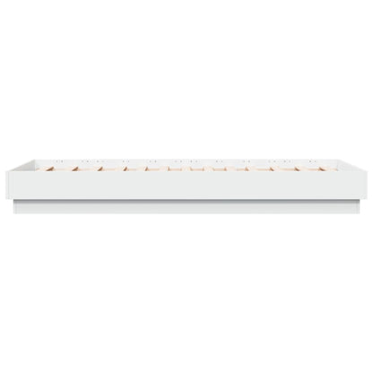 White Small Single Bed Frame with LED Lights, 75x190 cm