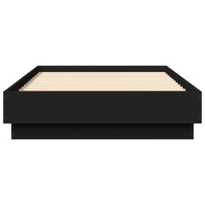 Black Metal Bed Frame with LED Lights - Small Single 75x190 cm